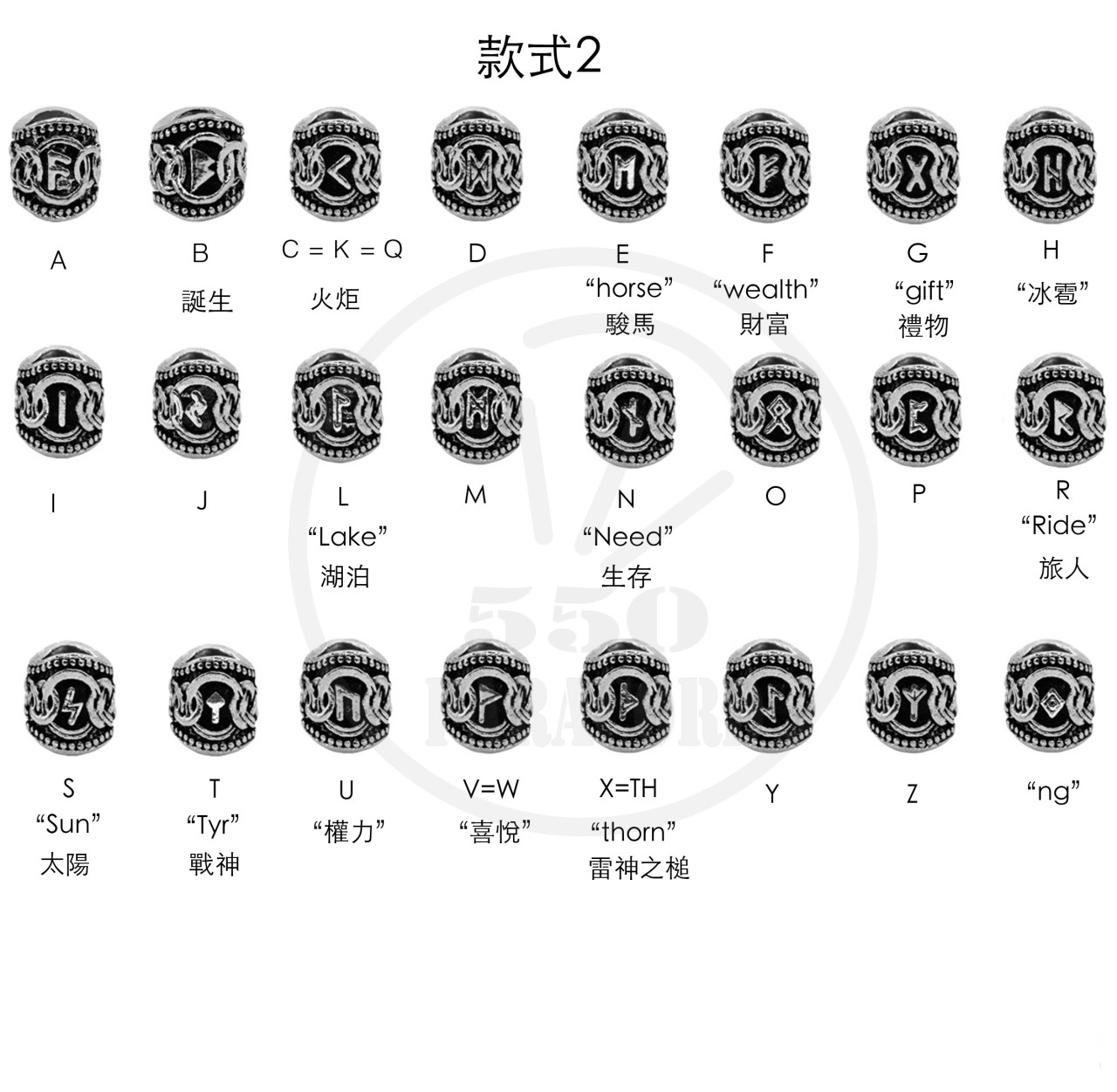 北歐維京符文圖大孔配件